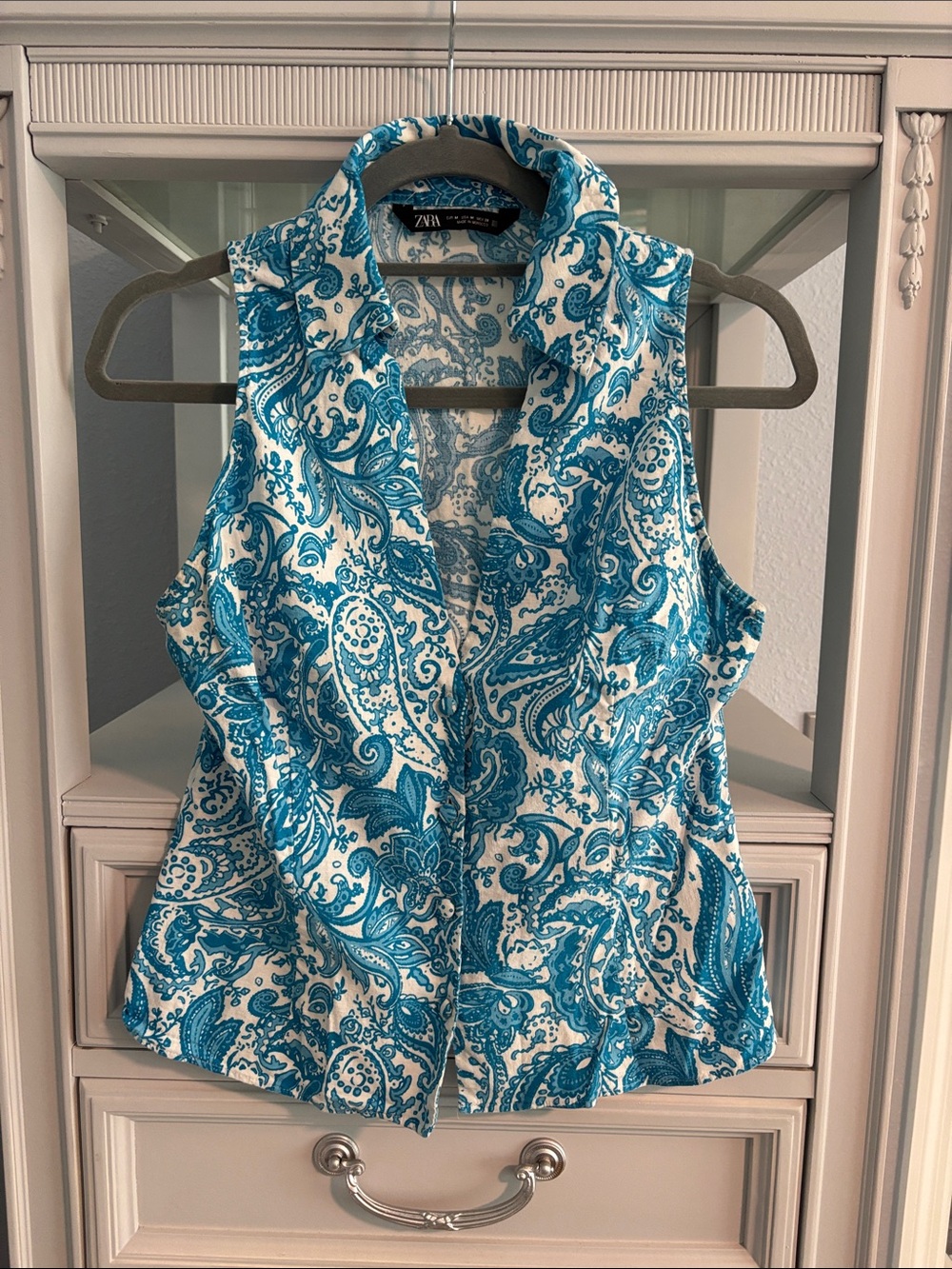 Zara Teal Paisley Sleeveless Camisole